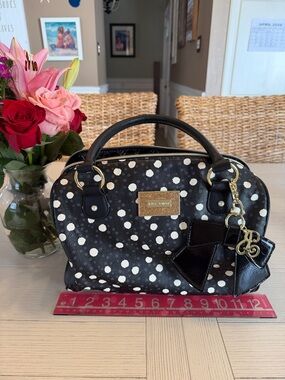 Betsey Johnson Black with White Polka Dot Satchel